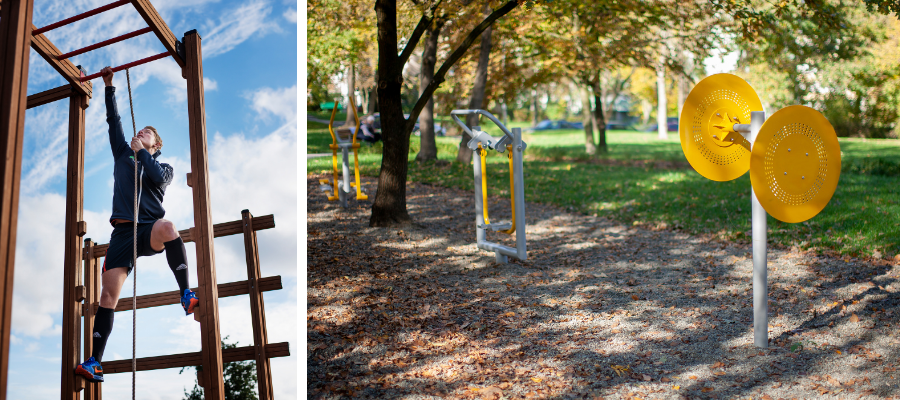 Wooden outdoor gym discount equipment